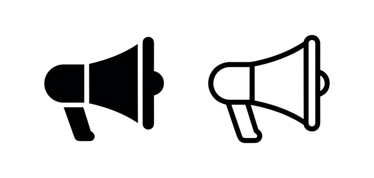 Megaphone bullhorn announcement marketing icon set