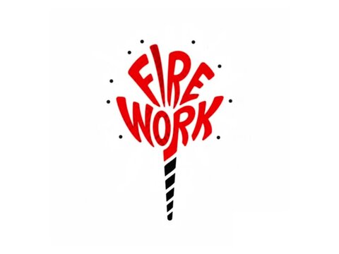 Creative Firework Typography Animation Loop with Hand-Drawn Red Text