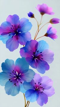Blue and purple flower cluster arranged against neutral backdrop