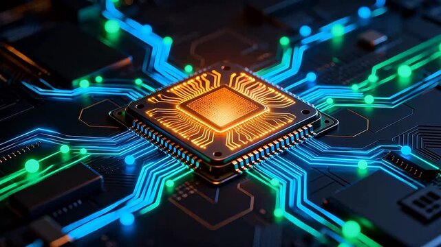 Microchip with glowing circuitry