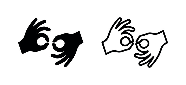 Sign language icon vector. Communication for deaf and hard of hearing people.