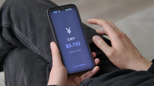 Sleek, minimalist dark-mode UI for a currency converter. A single, focused view showing the exact CNY exchange value against the US Dollar. Ideal for FinTech app portfolios, UX design showcases, and m