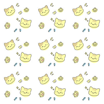 Cute cat seamless pattern background jpg