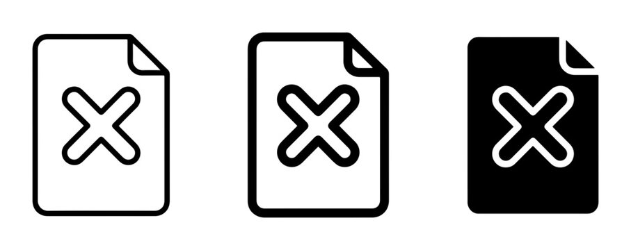 3 File X linear icon set, UI and web interface design