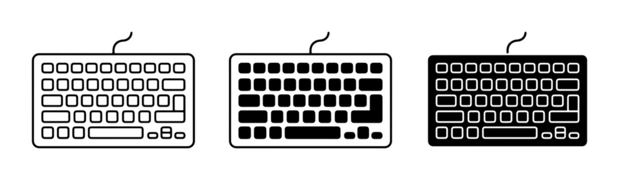 Keyboard linear icon set, UI and web interface design