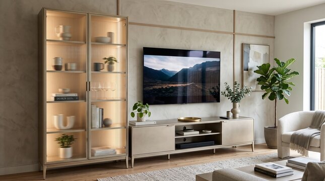 TV unit design fluted glass 4