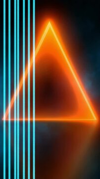 Glowing orange triangle reflected on dark reflective surface