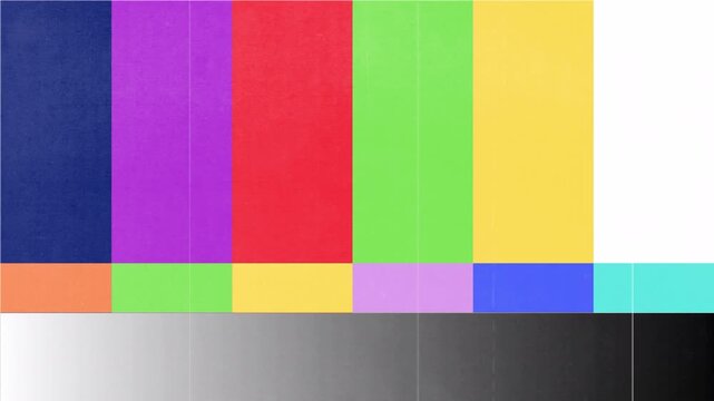 classic color test pattern old television with vertical stripes and a precise grayscale gradient