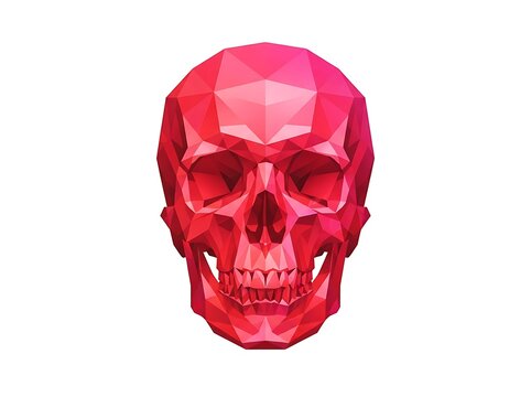 Geometric Red Skull with Faceted Design.