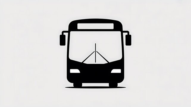 Simple black bus icon showing front view of public transport