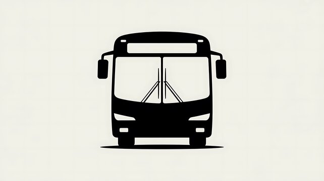 Black bus icon front view graphic
