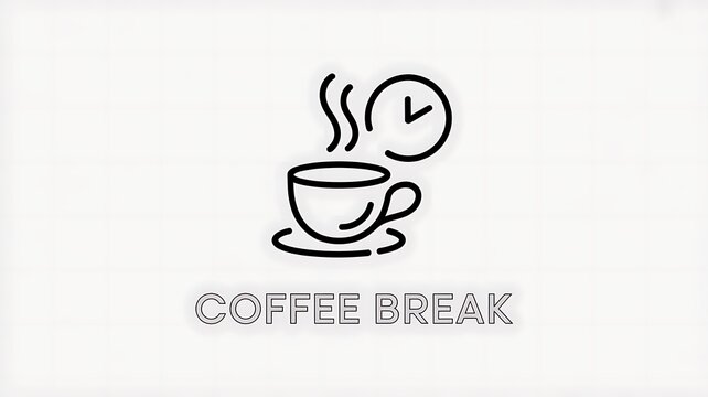 Coffee break icon with a hot cup and clock symbol