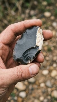 A Handheld Prehistoric Flint Tool: An Ancient Lithic Artifact