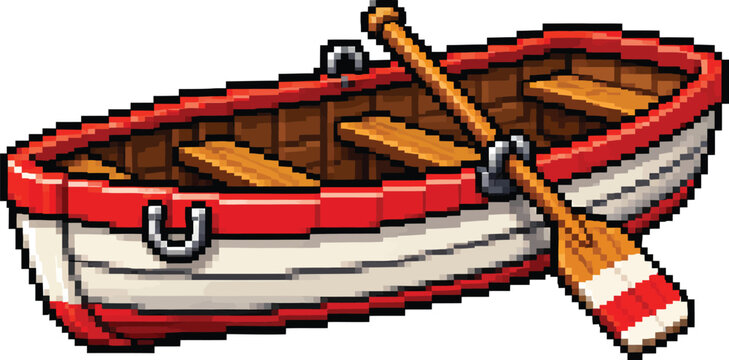 Wooden rowboat with oars illustration isolated on white background