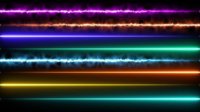 Abstract light neon frame on black background. laser show looped animation .