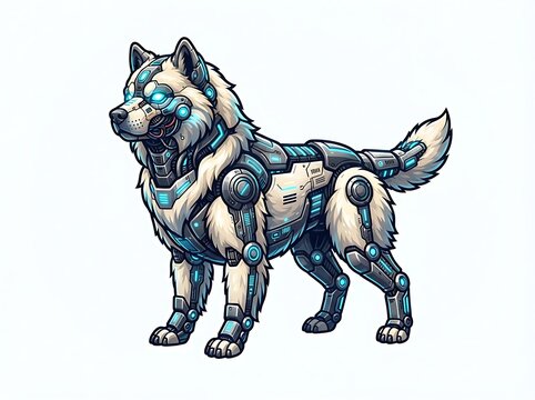 Futuristic robotic wolf with mechanical features.