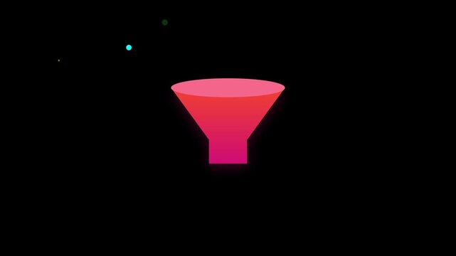Marketing funnel animation with glowing particles for business growth and lead generation strategy 4k
