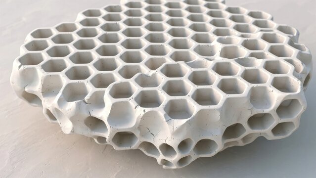 Close-up of a Natural Hexagonal Honeycomb Structure.
