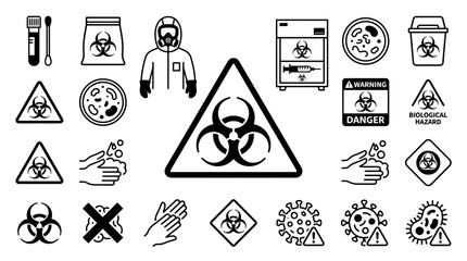 Biohazard Symbols, Safety Equipment, and Medical Icons - Vector Collection