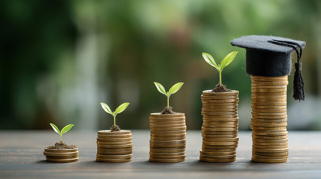 plant growing from coins for concept education and scholarships