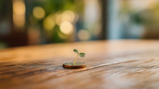 young tree growth on coin for concept investment mutual fund finance and pension retirement