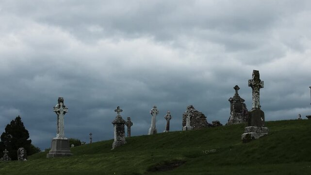 Ruined monastic settlement Clonmacnoise, County Offaly, Ireland