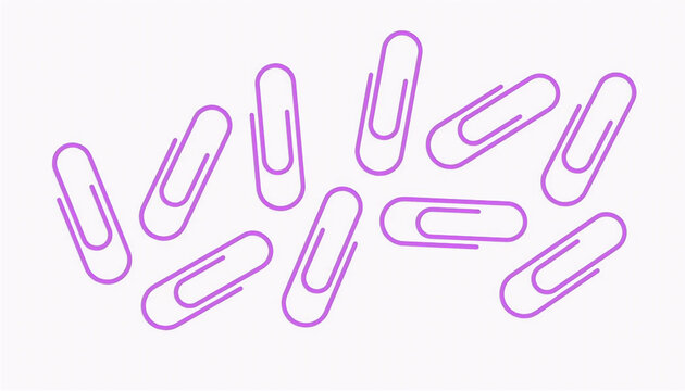 Vibrant Purple Paper Clips Stationery Flat Lay Concept for Corporate and Education.