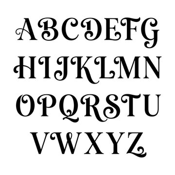 Elegant Alphabet Letters Displayed in Rows Uppercase Font.