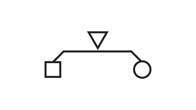 Schematic flow chart diagram icon with geometric shapes for system process workflow data.
