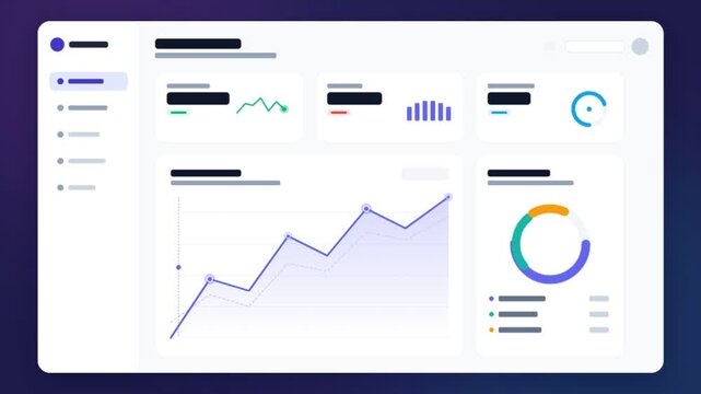 Animated Business Analytics Dashboard Interface with Interactive Data Charts.