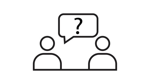 Two people talking with question mark speech bubble communication icon vector illustration.