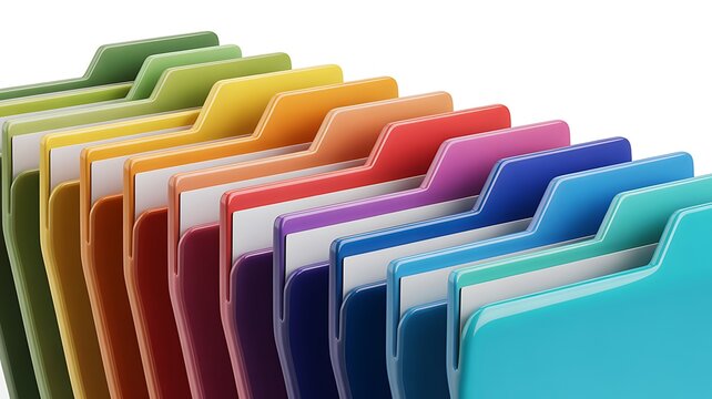 Colorful office file folders arranged in a row