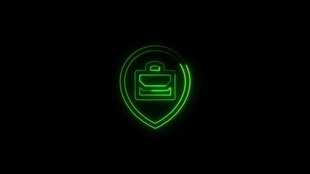 Green briefcase map pin icon