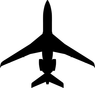 Dassault Falcon 8X Trijet Ultra-Long-Range Business Jet Plan View Vector Silhouette Black Isolated White