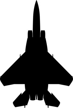 McDonnell Douglas F-15 Eagle Air Superiority Fighter Plan View Vector Silhouette Black Isolated White