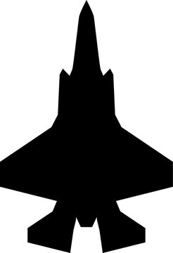 Lockheed Martin F-35 Lightning II Fifth-Generation Stealth Fighter Plan View Vector Silhouette Black Isolated White