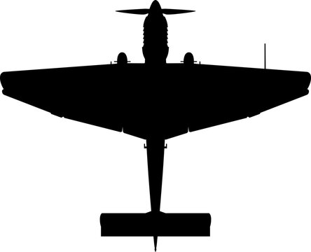 Junkers Ju 87 Stuka Gull-Wing Dive Bomber Plan View Vector Silhouette Black Isolated White Background