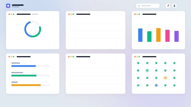 Animated Business Dashboard UI Template with Interactive Charts and Graphs.