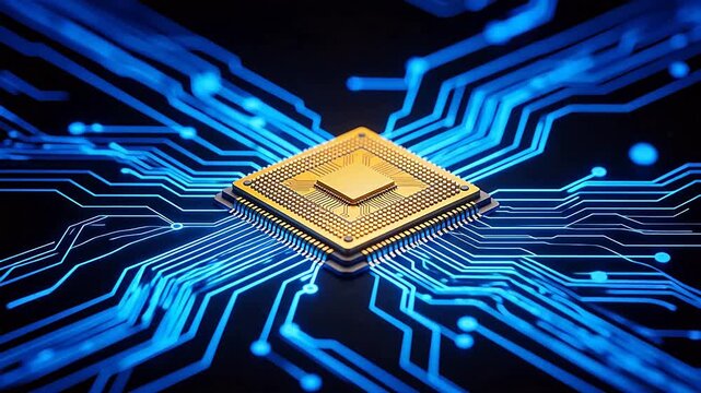 Microchip with glowing circuitry