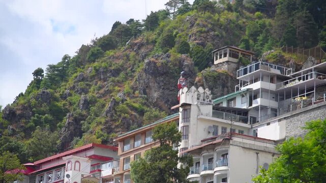 Cable Car Ropeway Cable Cars Crossing Over Mountain Slope to Gun Hill Mussoorie Uttarakhand