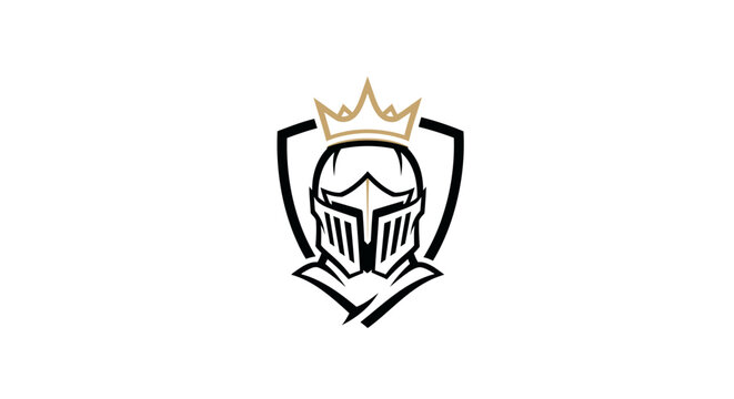 Knight\'s Helmet and Crown Logo - Medieval Warrior Emblem