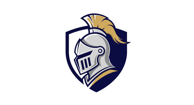 Knight helmet emblem, medieval warrior crest, shield logo, historical symbol