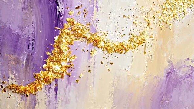 Abstract painting with purple and gold