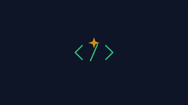 Minimalist coding with animated sparkle for software development and programming projects animation 4k
