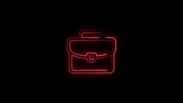 Neon red briefcase icon
