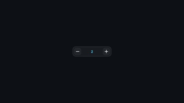 Minimalist digital counter interface with plus and minus buttons for user interaction and quantity selection animation 4k