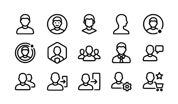 Modern User Avatar and Profile Icons for Apps and Websites Vector Set