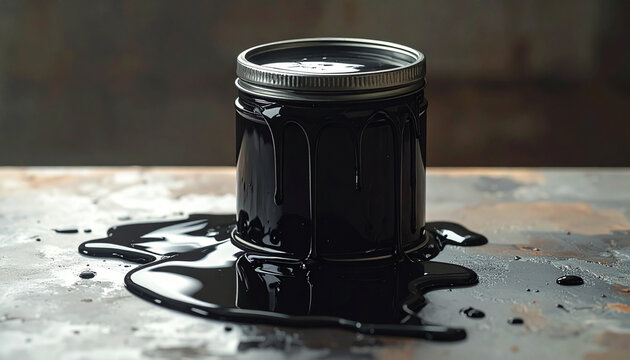 Black Paint Spill in Can