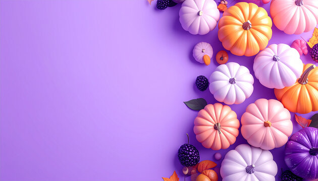 Purple Pumpkin Border Background