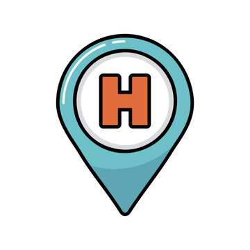 Hospital or heliport pointer vector icon